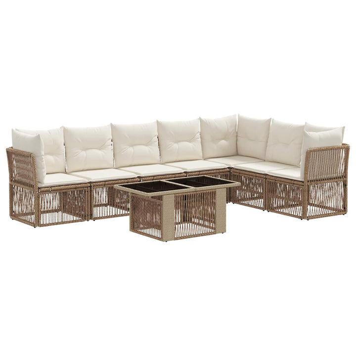 Havesofa Sæt 8 stk. Beige polyrattan