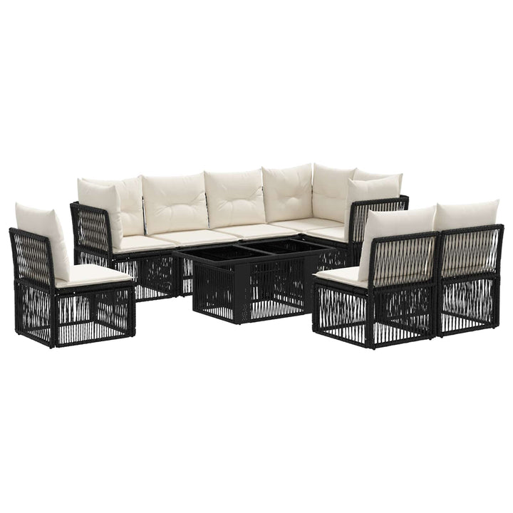 Havesofa Sæt 9 stk. Sort polyrattan