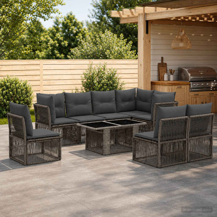 Havesofa Sæt 9 stk. Grå polyrattan