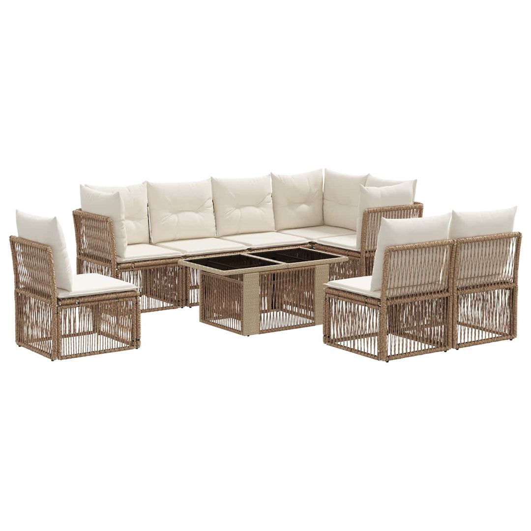 Havesofa Sæt 9 stk. Beige polyrattan