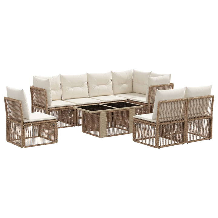 Havesofa Sæt 9 stk. Beige polyrattan