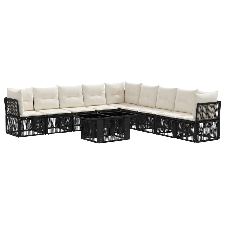 Havesofa Sæt 10 stk. Sort polyrattan