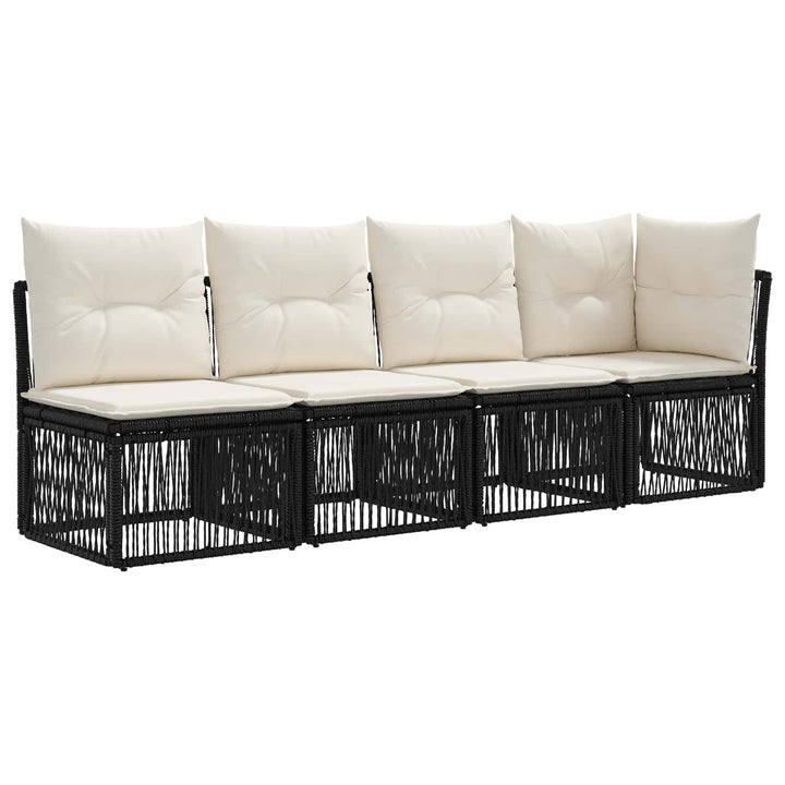Havesofa Sæt 10 stk. Sort polyrattan