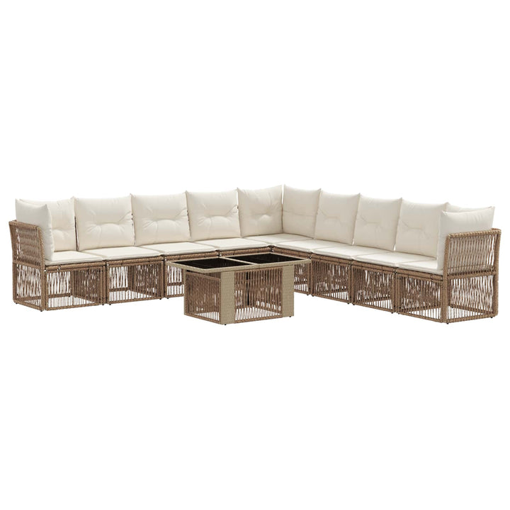 Havesofa Sæt 10 stk. Beige polyrattan