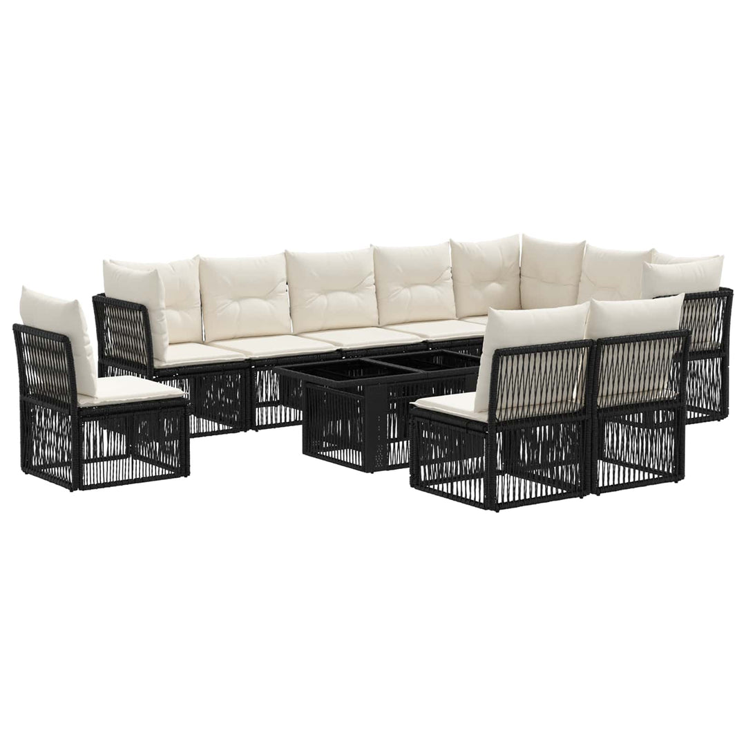 Havesofa Sæt 11 stk. Sort polyrattan
