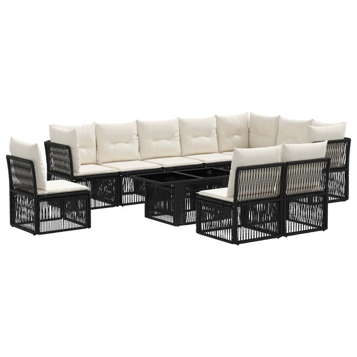 Havesofa Sæt 11 stk. Sort polyrattan
