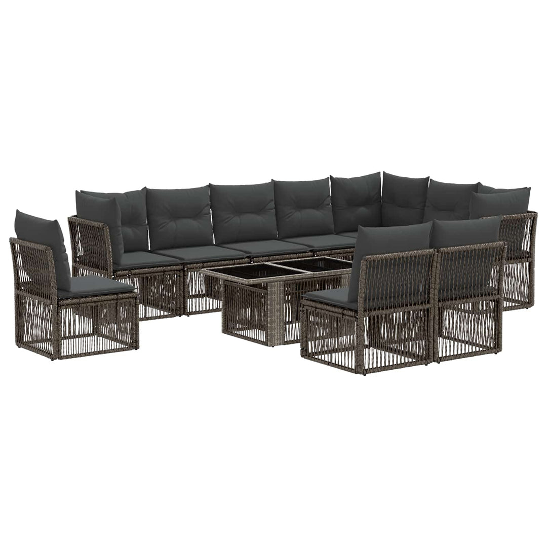 Havesofa Sæt 11 stk. Grå polyrattan