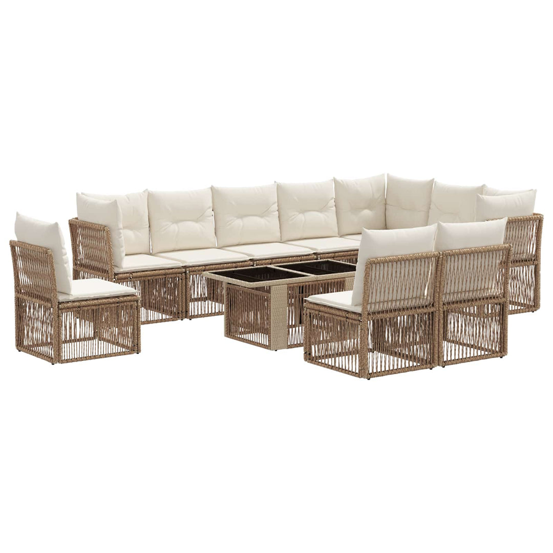 Havesofa Sæt 11 stk. Beige polyrattan