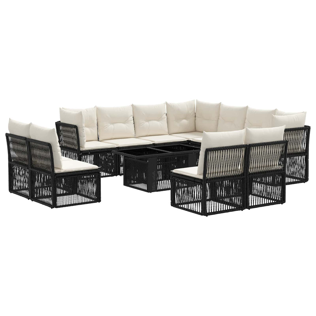 Havesofa Sæt 12 stk. Sort polyrattan
