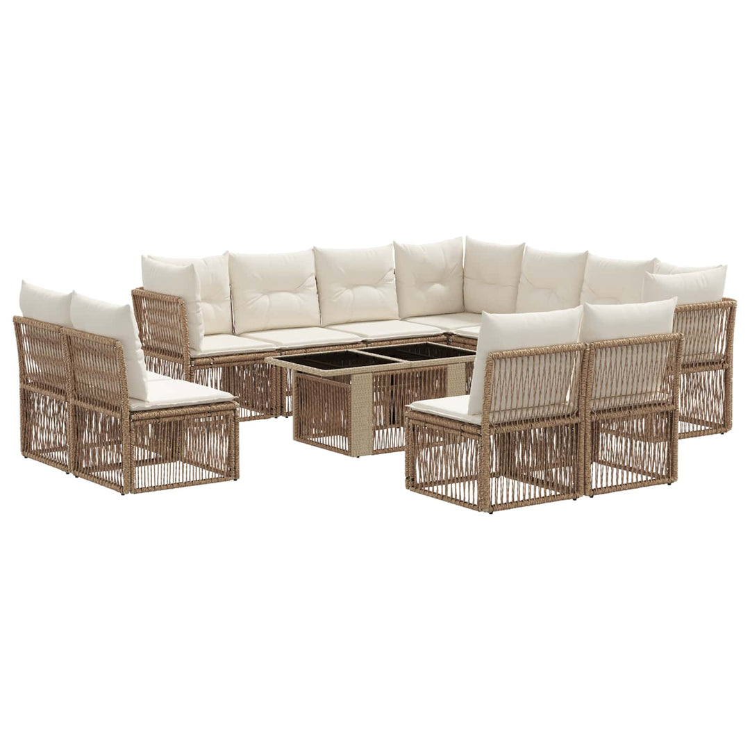 Havesofa Sæt 12 stk. Beige polyrattan