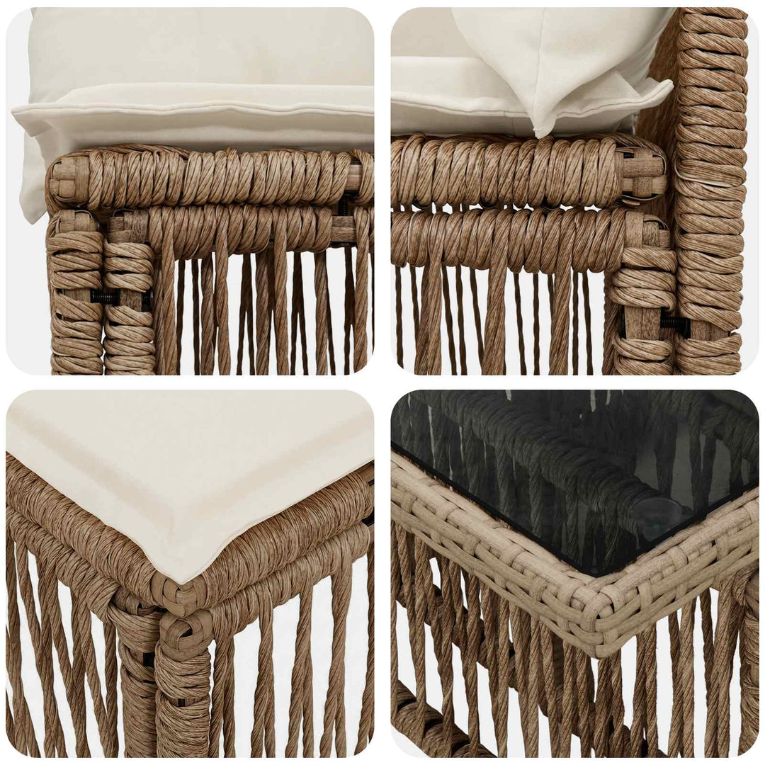Havesofa Sæt 10 stk. Beige polyrattan
