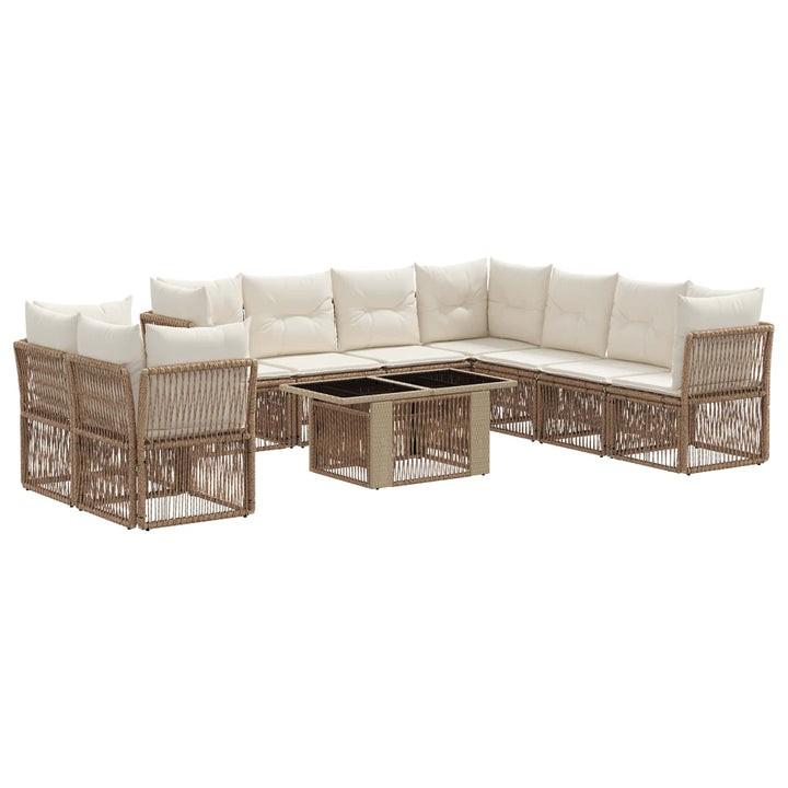 Havesofa Sæt 10 stk. Beige polyrattan