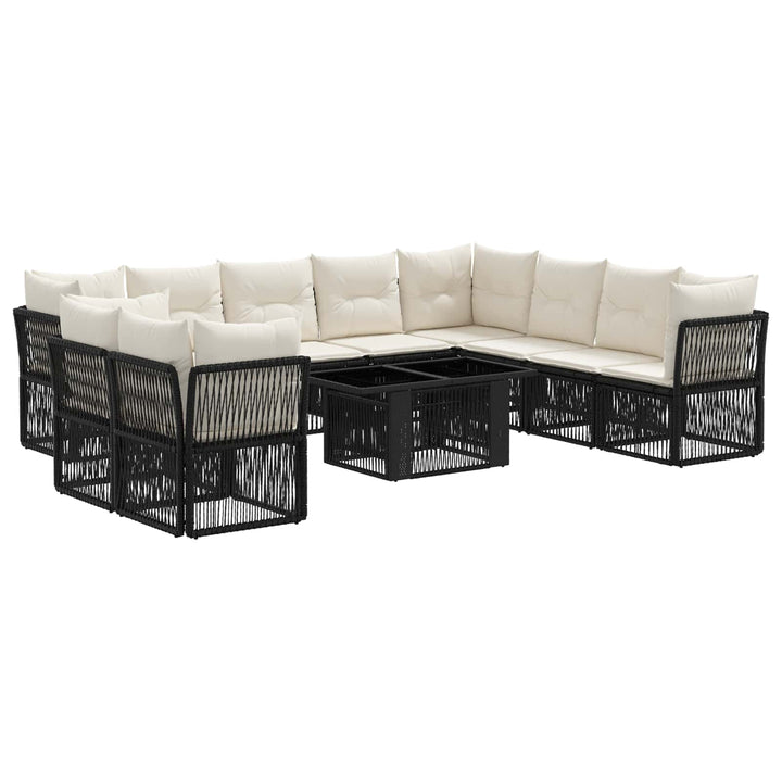 Havesofa Sæt 11 stk. Sort polyrattan
