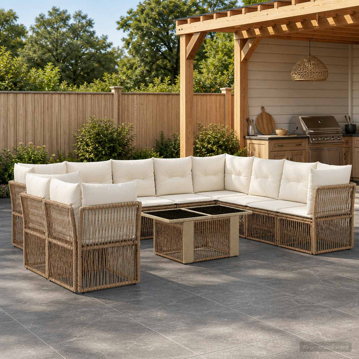 Havesofa Sæt 11 stk. Beige polyrattan