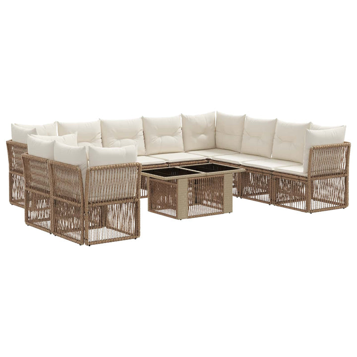 Havesofa Sæt 11 stk. Beige polyrattan
