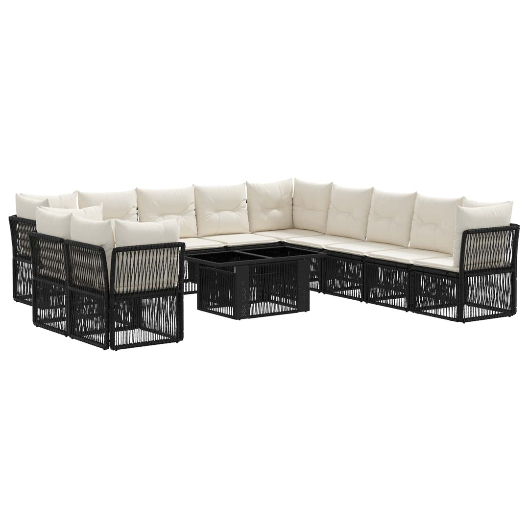 Havesofa Sæt 12 stk. Sort polyrattan