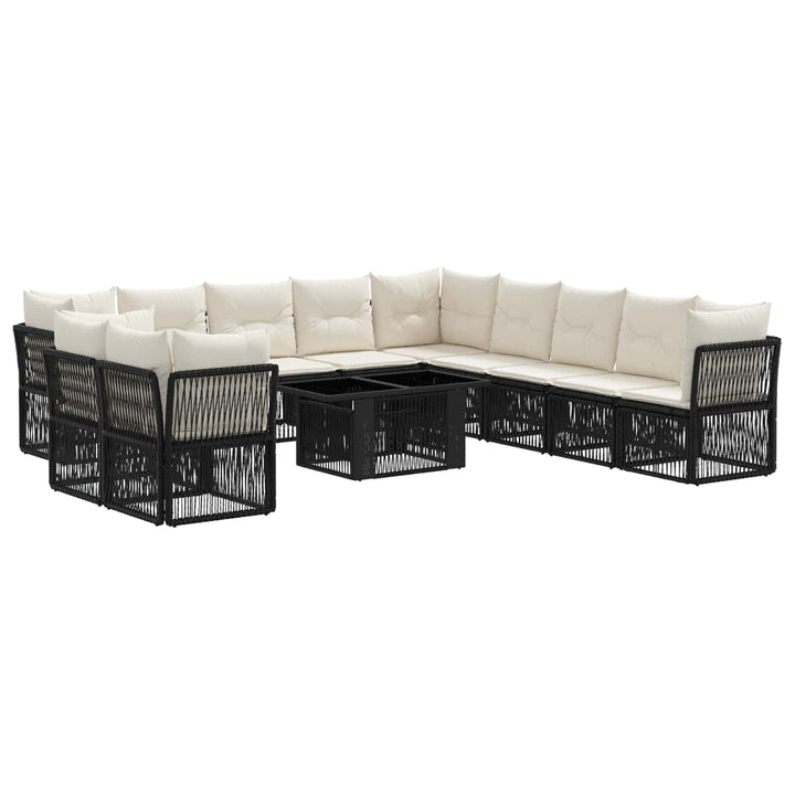 Havesofa Sæt 12 stk. Sort polyrattan