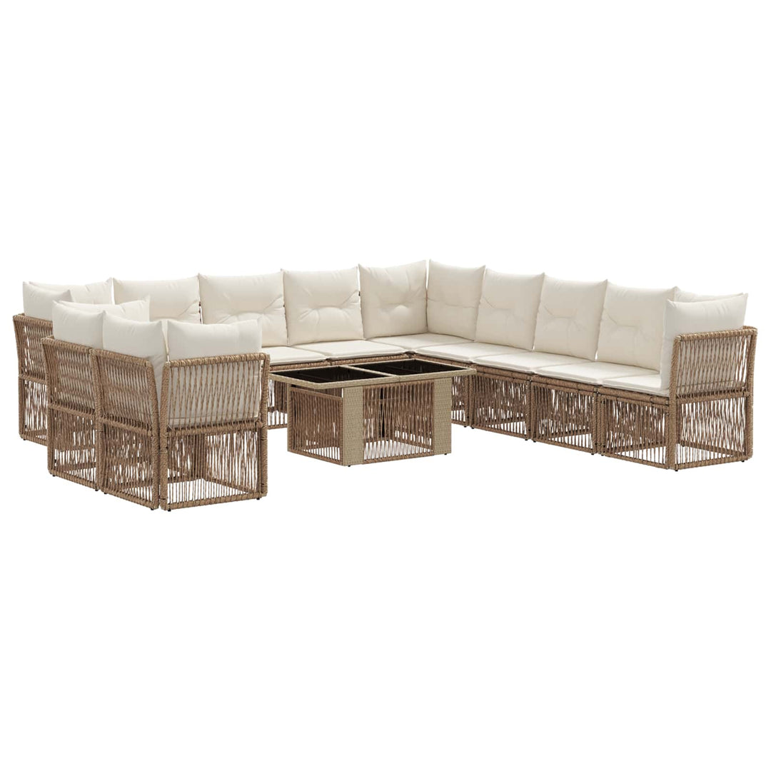 Havesofa Sæt 12 stk. Beige polyrattan