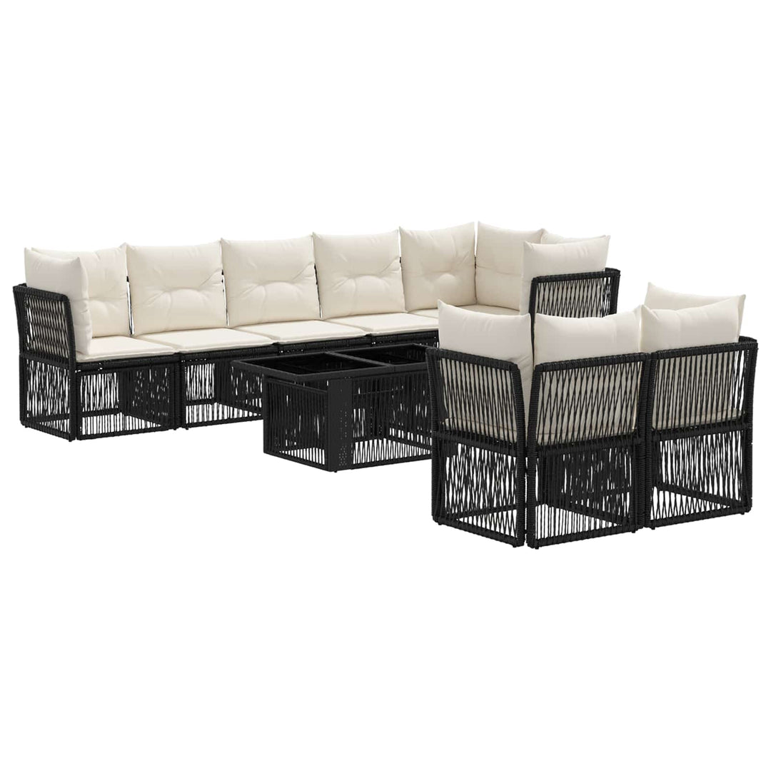 Havesofa Sæt 8 stk. Sort polyrattan