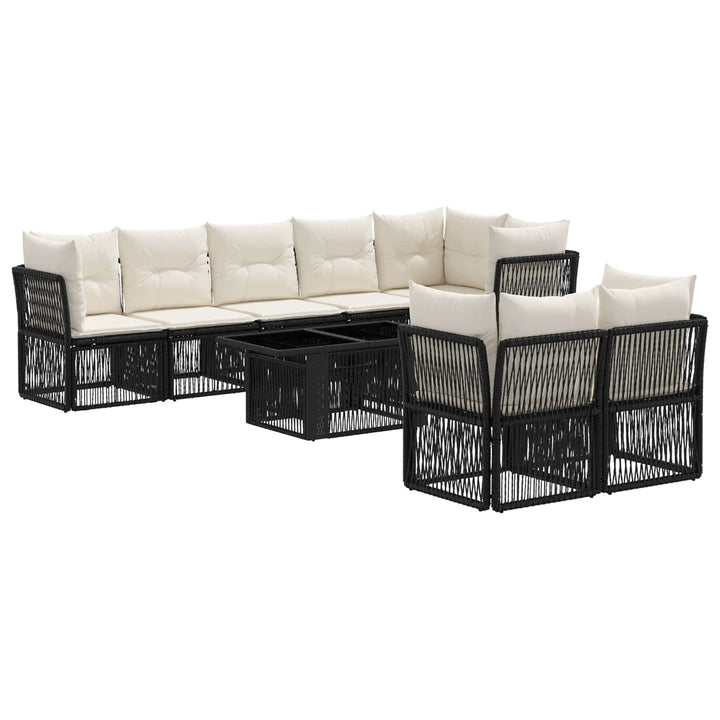 Havesofa Sæt 8 stk. Sort polyrattan