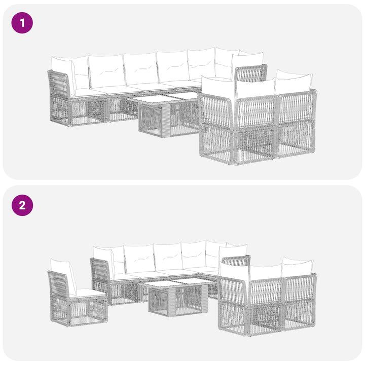 Havesofa Sæt 8 stk. Grå polyrattan