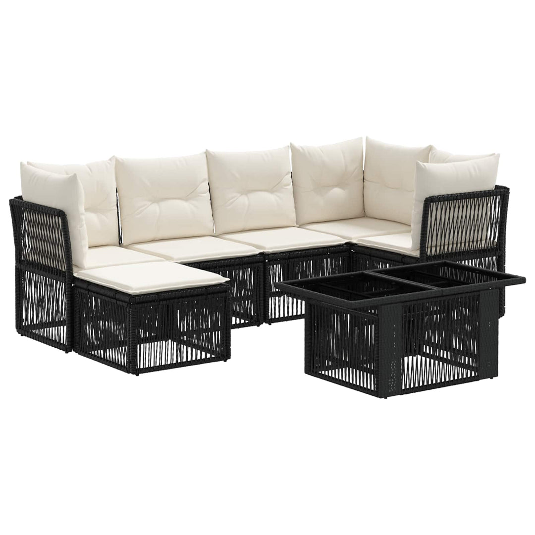 Havesofa Sæt 7 stk. Sort polyrattan