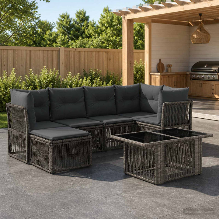 Havesofa Sæt 7 stk. Grå polyrattan