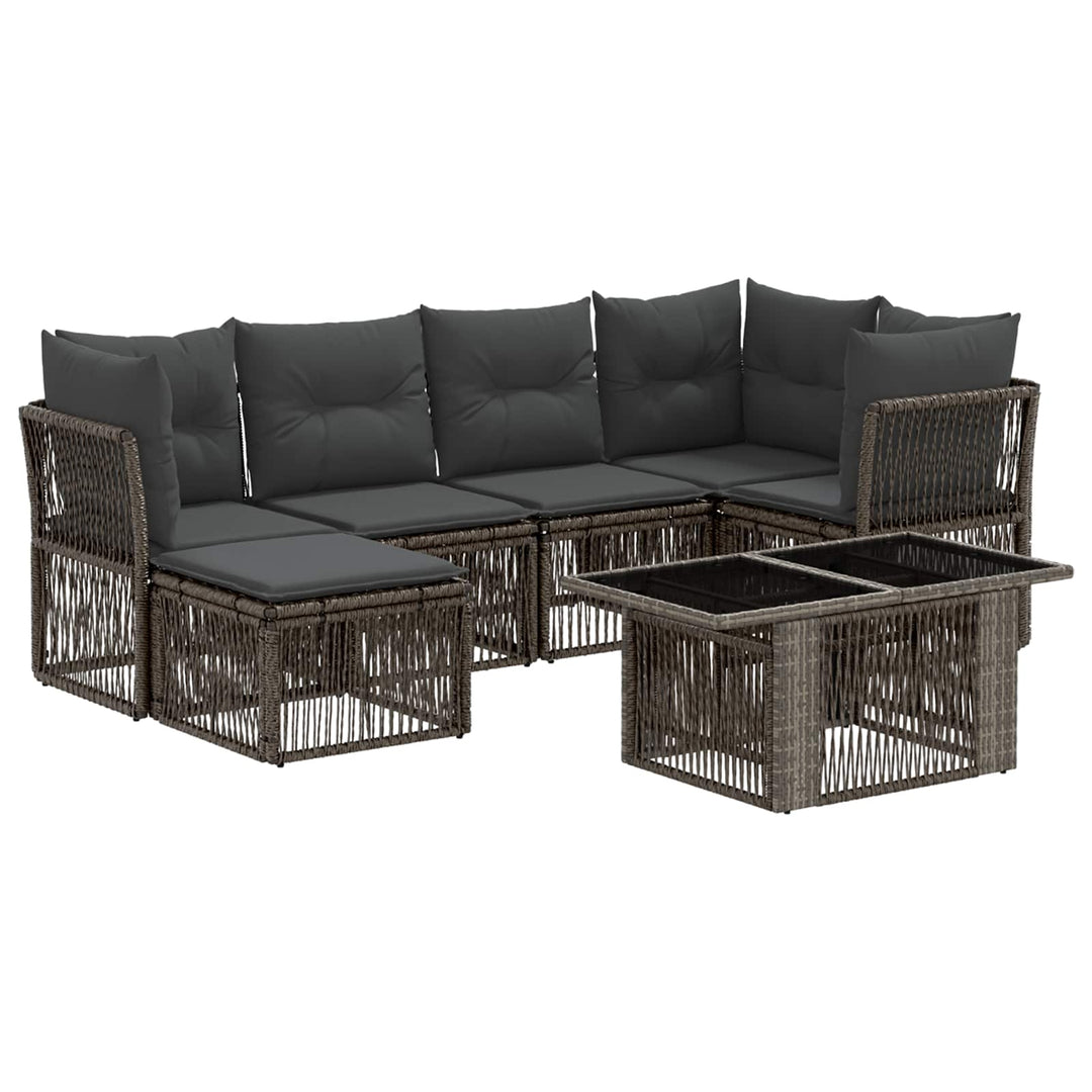 Havesofa Sæt 7 stk. Grå polyrattan