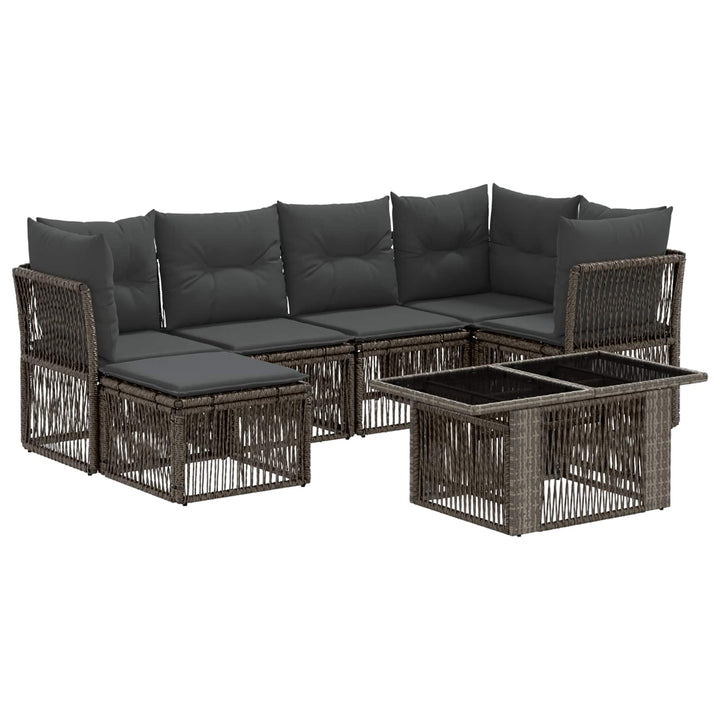Havesofa Sæt 7 stk. Grå polyrattan