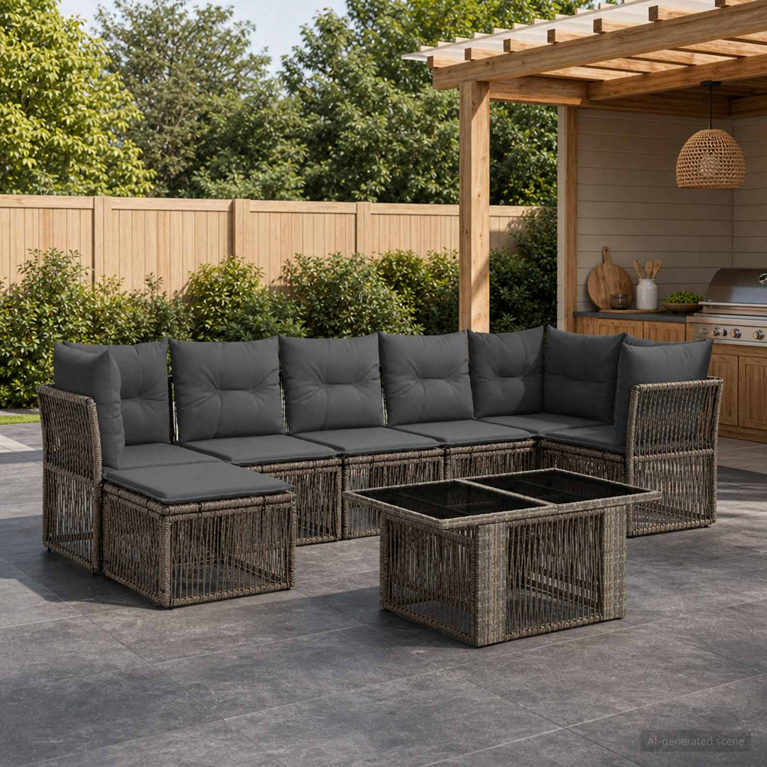 Havesofa Sæt 8 stk. Grå polyrattan