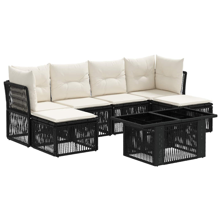 Havesofa Sæt 7 stk. Sort polyrattan