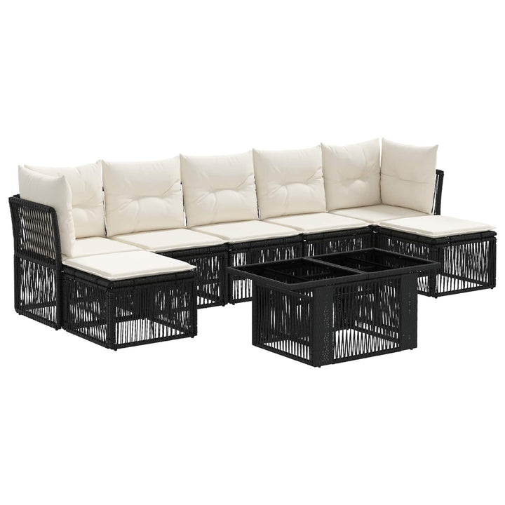Havesofa Sæt 8 stk. Sort polyrattan