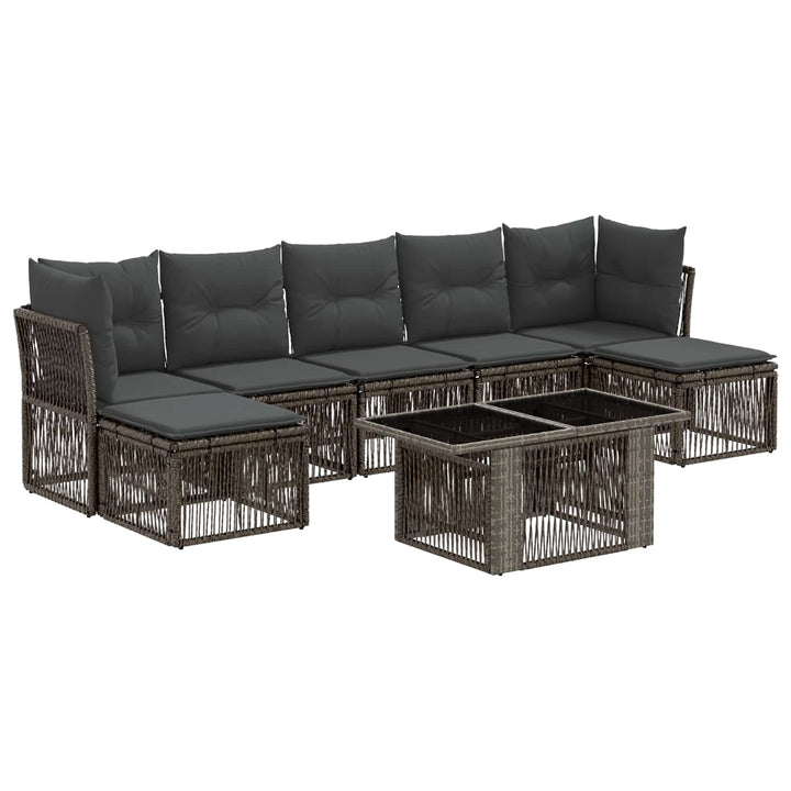 Havesofa Sæt 8 stk. Grå polyrattan