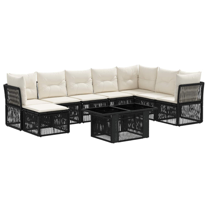 Havesofa Sæt 9 stk. Sort polyrattan