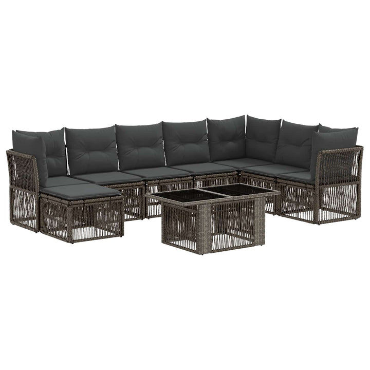 Havesofa Sæt 9 stk. Grå polyrattan