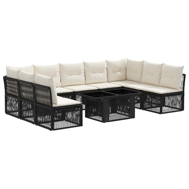 Havesofa Sæt 10 stk. Sort polyrattan