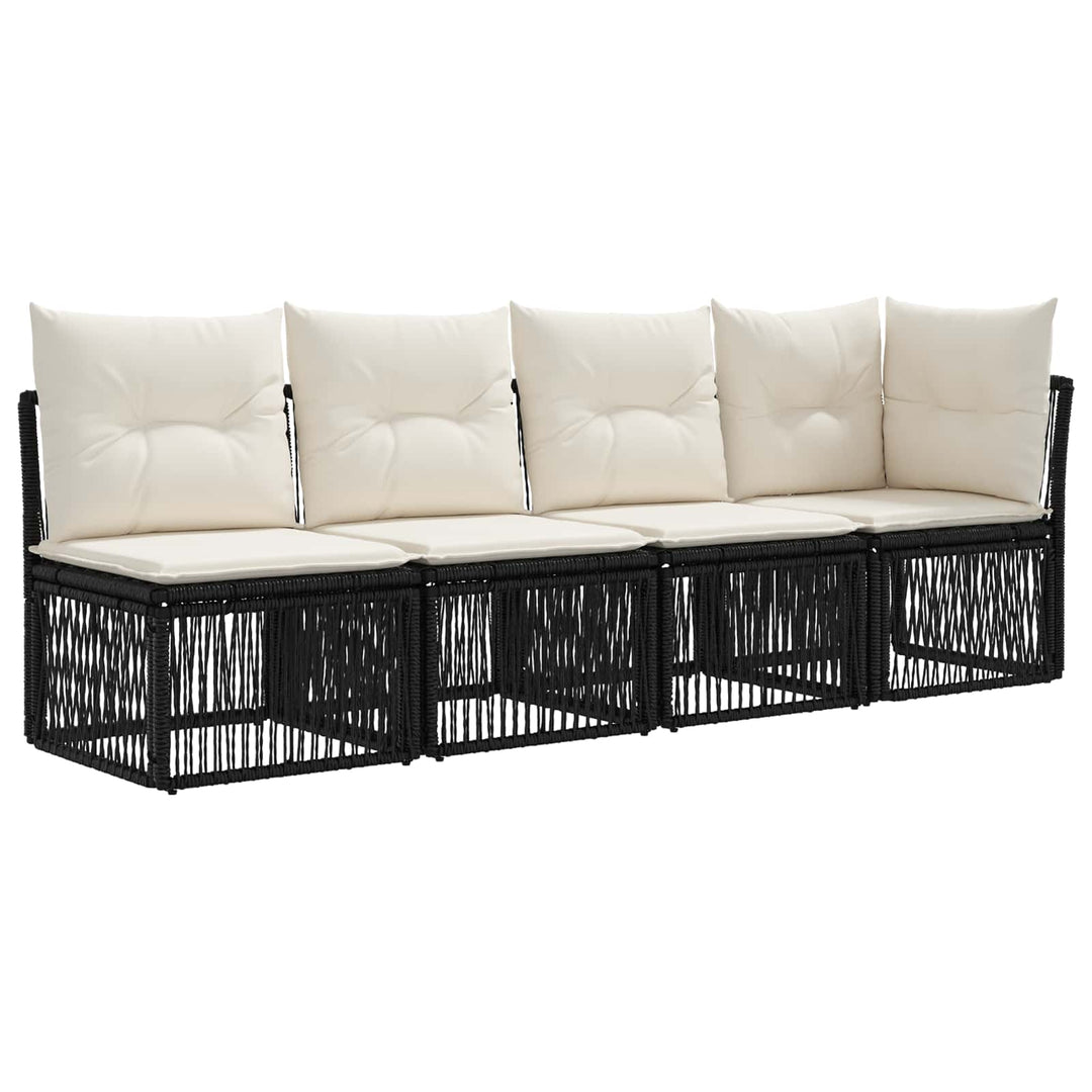Havesofa Sæt 10 stk. Sort polyrattan