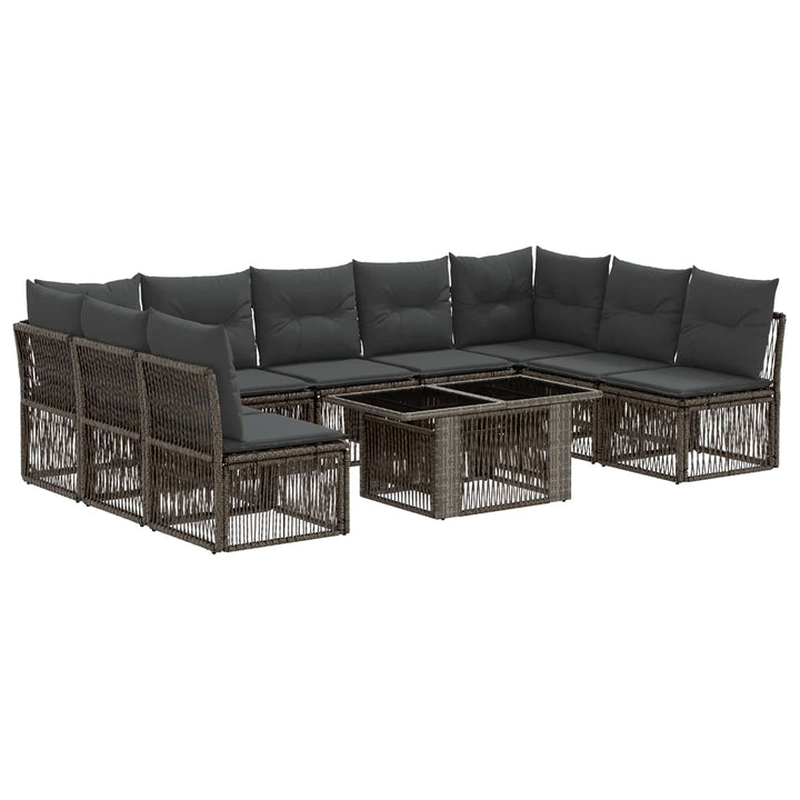 Havesofa Sæt 10 stk. Grå polyrattan