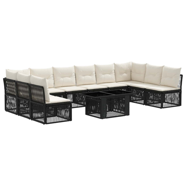 Havesofa Sæt 11 stk. Sort polyrattan