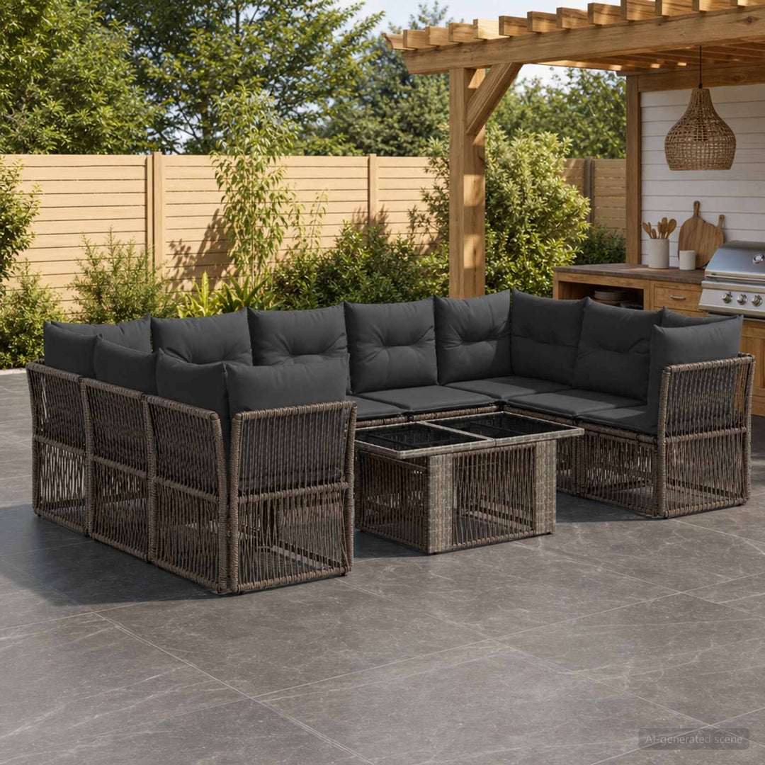 Havesofa Sæt 10 stk. Grå polyrattan