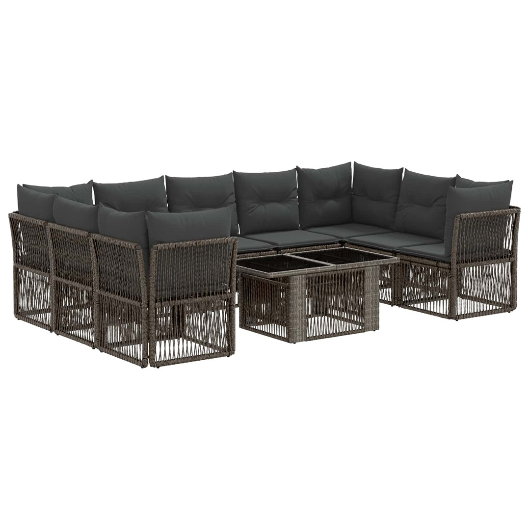Havesofa Sæt 10 stk. Grå polyrattan