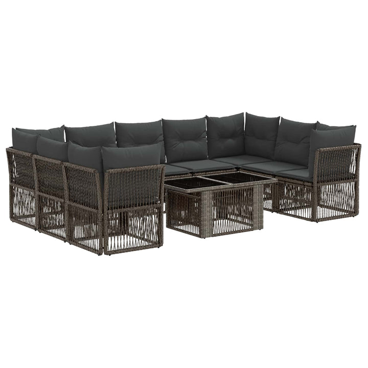 Havesofa Sæt 10 stk. Grå polyrattan