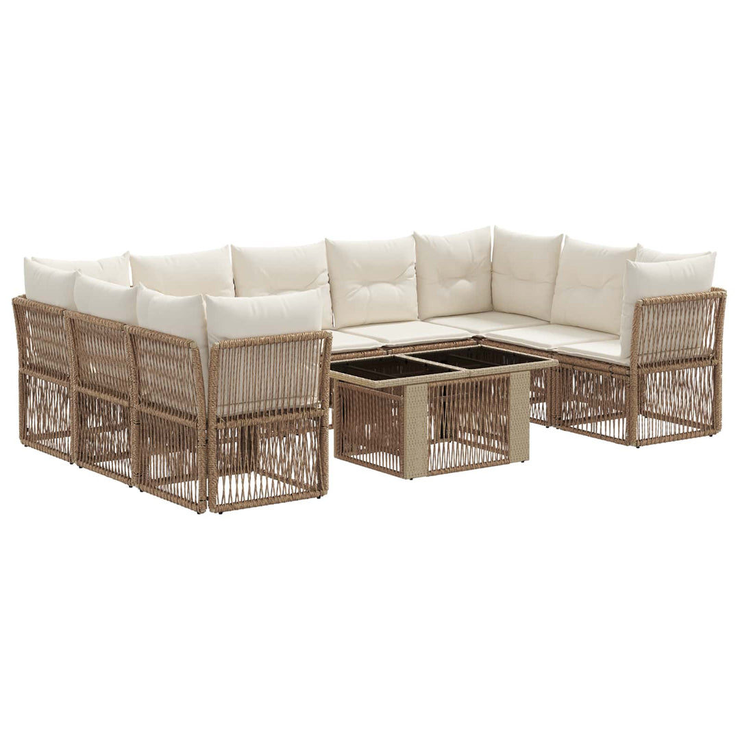 Havesofa Sæt 10 stk. Beige polyrattan