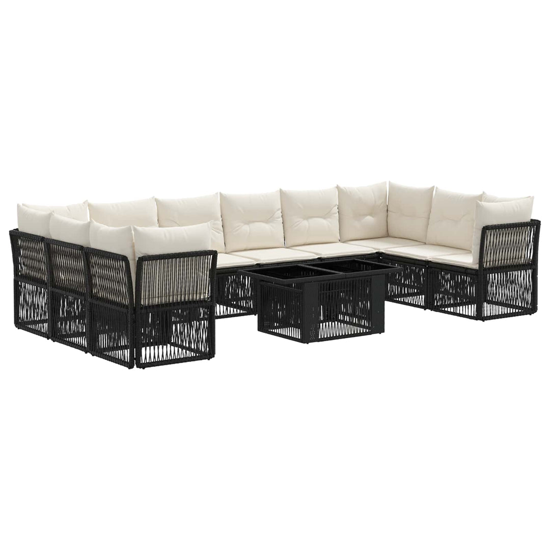 Havesofa Sæt 11 stk. Sort polyrattan