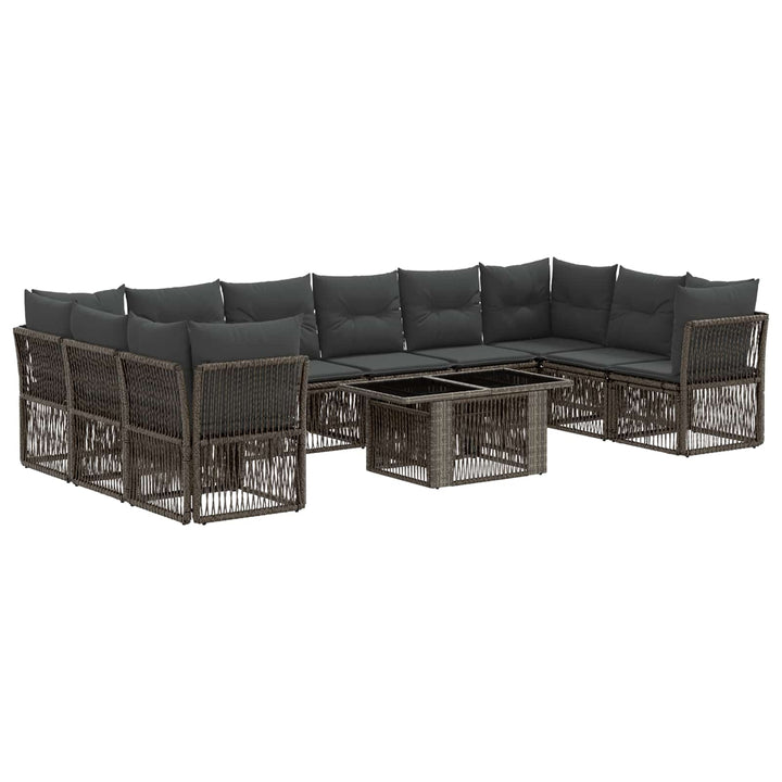 Havesofa Sæt 11 stk. Grå polyrattan