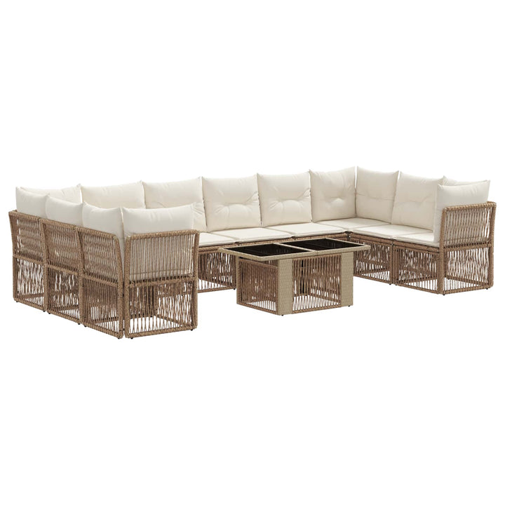 Havesofa Sæt 11 stk. Beige polyrattan