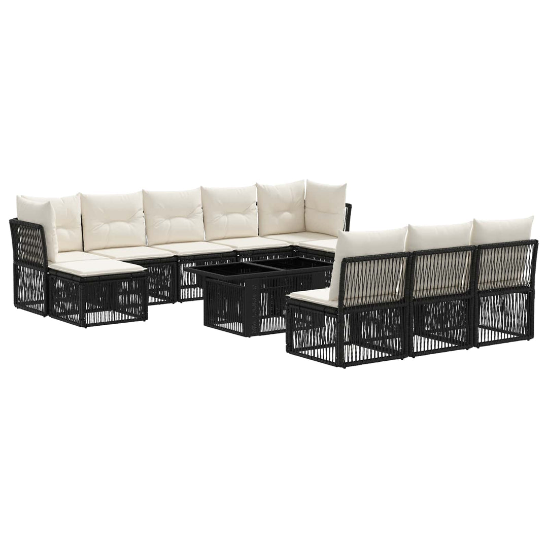Havesofa Sæt 11 stk. Sort polyrattan