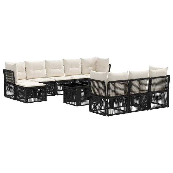Havesofa Sæt 11 stk. Sort polyrattan
