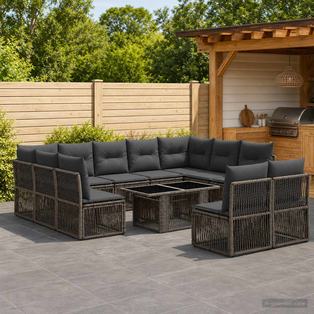 Havesofa Sæt 12 stk. Grå polyrattan