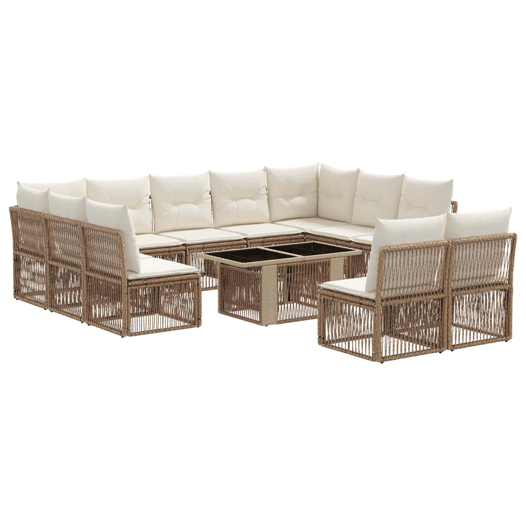 Havesofa Sæt 12 stk. Beige polyrattan